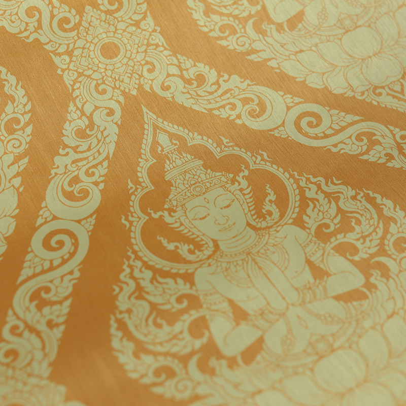 วอลเปเปอร์ติดโบสถ์ ลายไทยเทพพนม สีเหลือง ราคาถูก